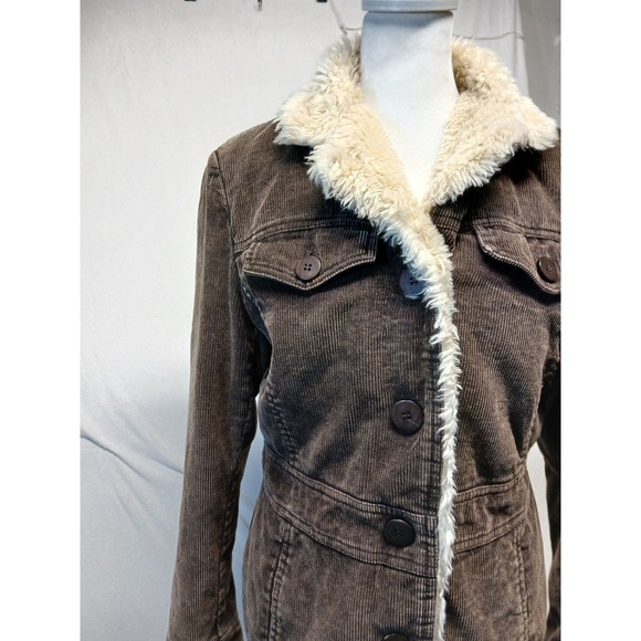 Vintage Braeton y2k corduroy brown jacket‎ Fur trim womens medium 90s - Picture 2 of 11